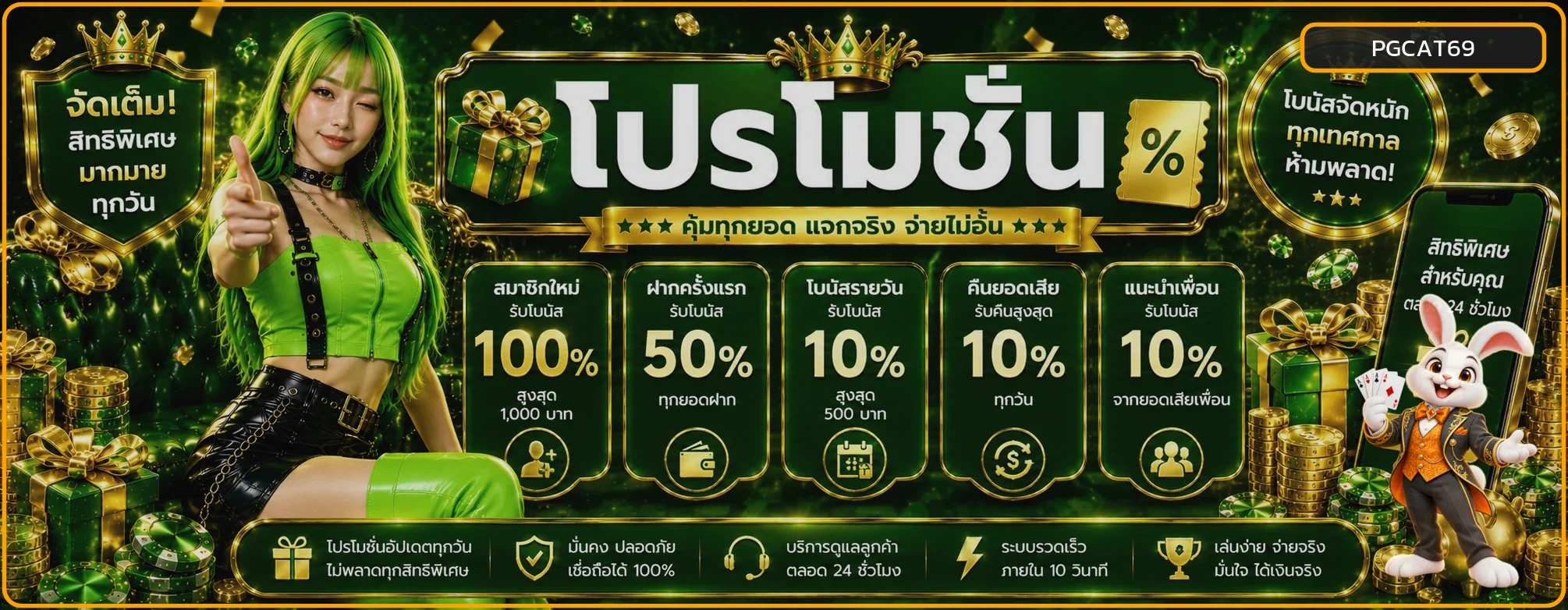 แบนเนอร์ PGCAT69 โปรโมชั่นและเครดิตฟรี